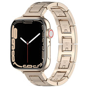 For Apple Watch Series 5 44mm H Slim Stainless Steel Watch Band(Starlight)