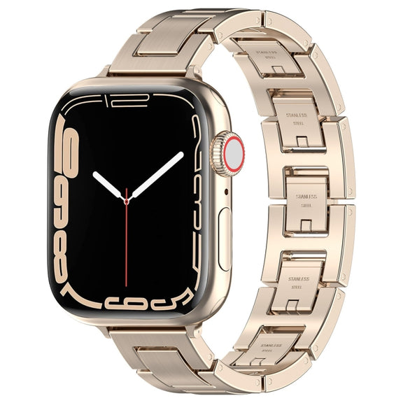 For Apple Watch Series 5 44mm H Slim Stainless Steel Watch Band(Starlight)