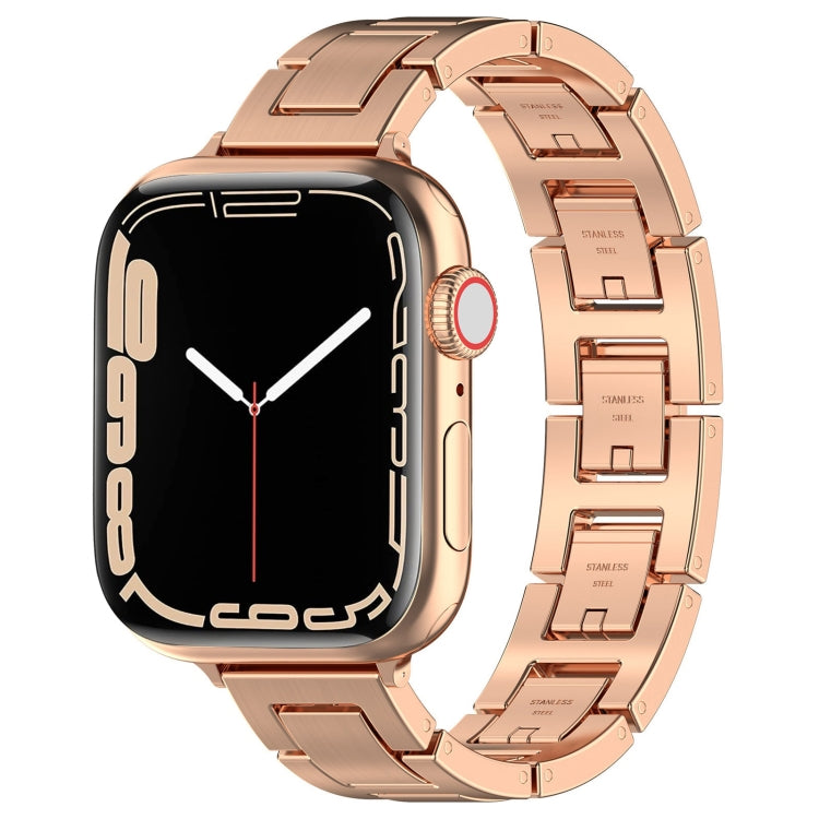 For Apple Watch Series 4 40mm H Slim Stainless Steel Watch Band(Rose Gold) - Watch Bands by PMC TechLife | Online Shopping South Africa | PMC TechLife