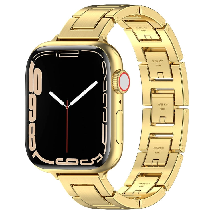 For Apple Watch Series 3 38mm H Slim Stainless Steel Watch Band(Gold) - Watch Bands by PMC TechLife | Online Shopping South Africa | PMC TechLife
