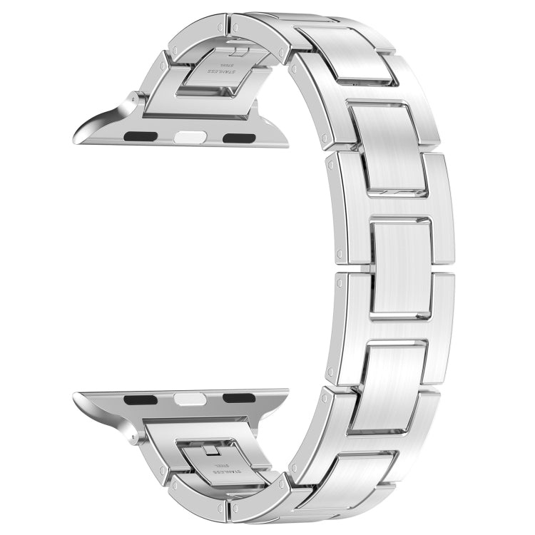 For Apple Watch Series 2 42mm H Slim Stainless Steel Watch Band(Silver)