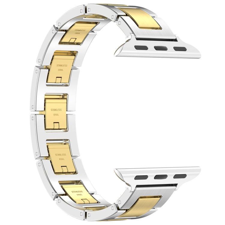 For Apple Watch Series 2 38mm H Slim Stainless Steel Watch Band(Silver Gold) - Watch Bands by PMC TechLife | Online Shopping South Africa | PMC TechLife