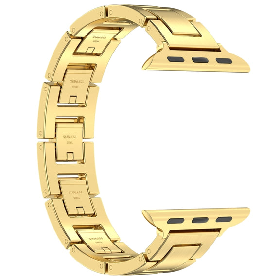 For Apple Watch 42mm H Slim Stainless Steel Watch Band(Gold)