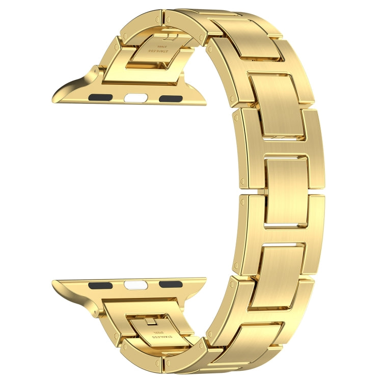 For Apple Watch 42mm H Slim Stainless Steel Watch Band(Gold)