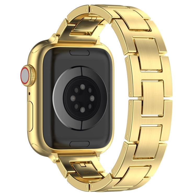 For Apple Watch 42mm H Slim Stainless Steel Watch Band(Gold)