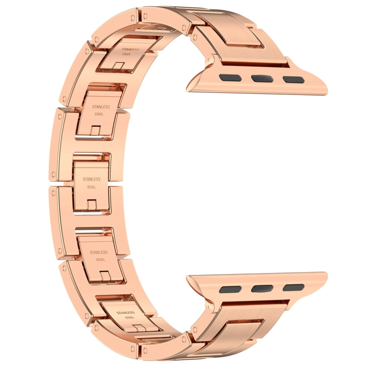 For Apple Watch 38mm H Slim Stainless Steel Watch Band(Rose Gold)