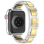 For Apple Watch 38mm H Slim Stainless Steel Watch Band(Silver Gold)