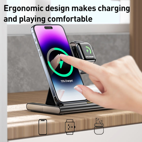 A80 3 in 1 15W Folding Wireless Charger(White)