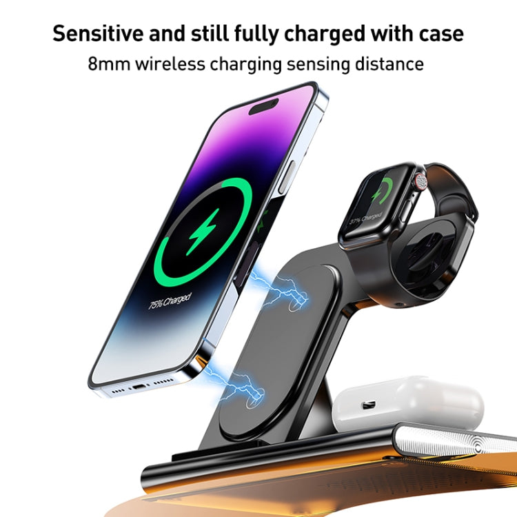 A80 3 in 1 15W Folding Wireless Charger(Black) - Wireless Charger by PMC Jewellery | Online Shopping South Africa | PMC Jewellery | Buy Now Pay Later Mobicred