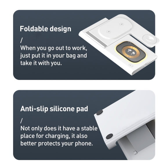 A80 3 in 1 15W Folding Wireless Charger(White)