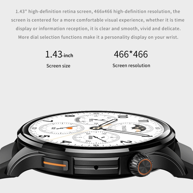 J45 1.43 inch BT5.1 Smart Sport Watch, Support Sleep / Heart Rate / Blood Oxygen / Blood Pressure Health Monitor(Grey)