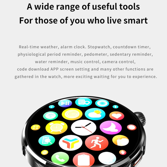 J45 1.43 inch BT5.1 Smart Sport Watch, Support Sleep / Heart Rate / Blood Oxygen / Blood Pressure Health Monitor(Black)
