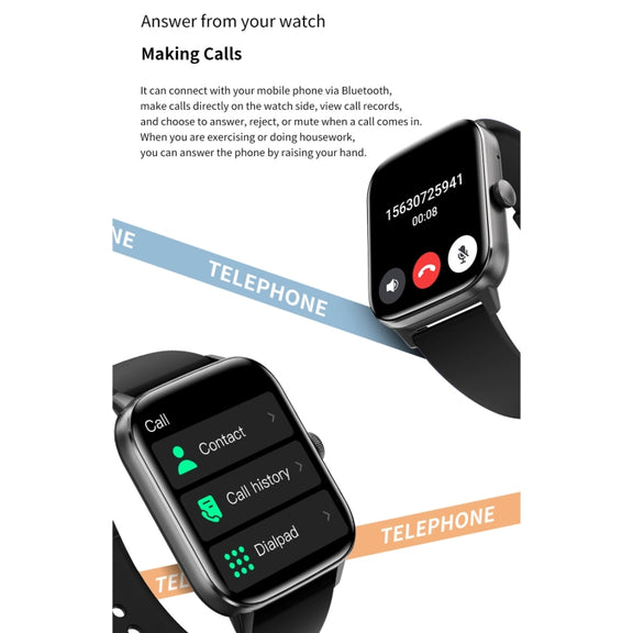 QS11 1.91 inch BT5.2 Smart Sport Watch, Support Sleep / Heart Rate / Blood Oxygen / Temperature / Blood Pressure Health Monitor(Black)