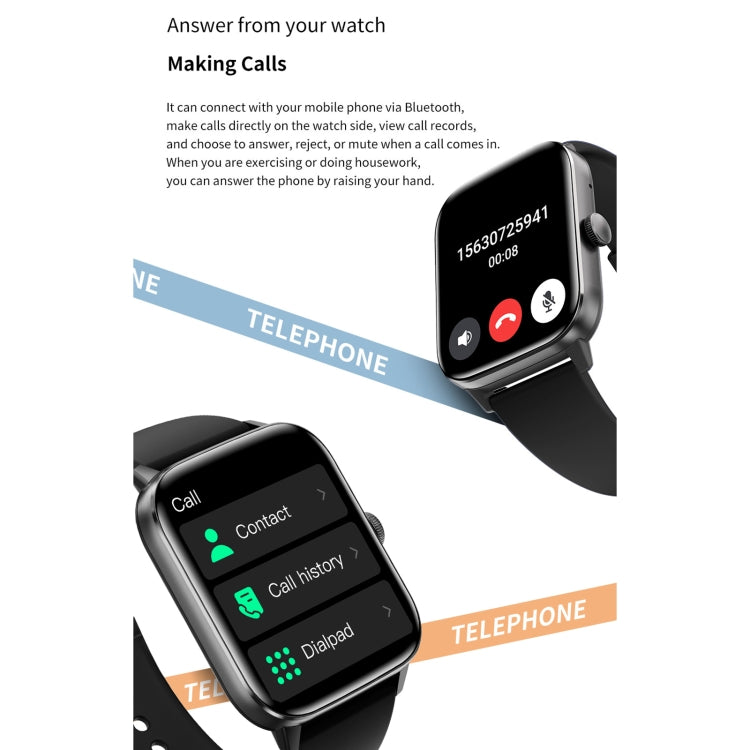 QS11 1.91 inch BT5.2 Smart Sport Watch, Support Sleep / Heart Rate / Blood Oxygen / Temperature / Blood Pressure Health Monitor(Black)