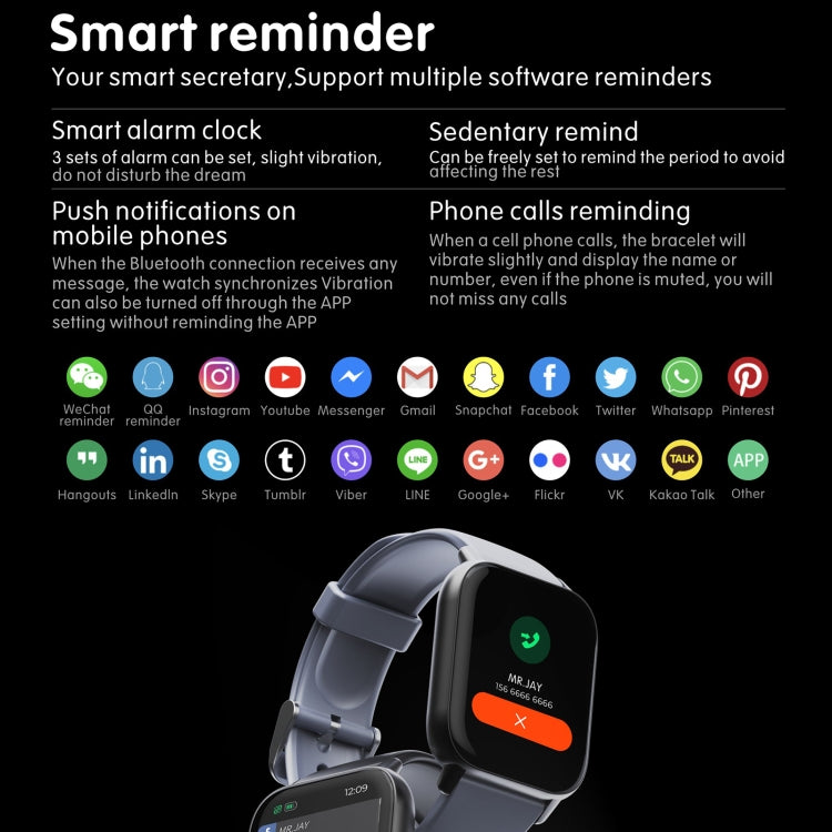QS16 Pro 1.83 inch BT5.0 Smart Sport Watch, Support Bluetooth Call / Sleep / Blood Oxygen / Temperature / Heart Rate / Blood Pressure Health Monitor(Black)