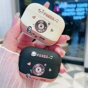 For AirPods 2 / 1 Panda Records Pattern Earbuds Box Frosted TPU Case(White)