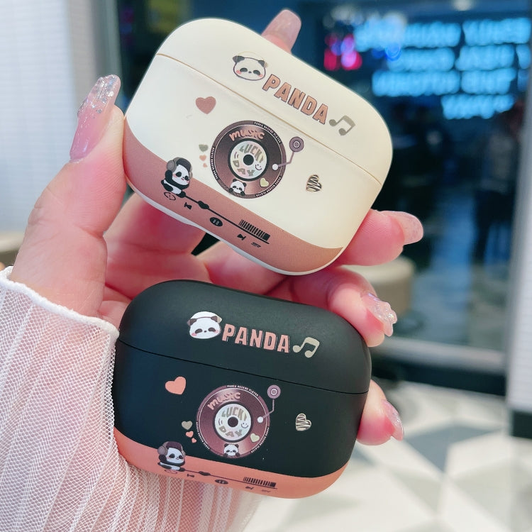For AirPods Pro 2 Panda Records Pattern Earbuds Box Frosted TPU Case(White) - For AirPods Pro 2 by PMC Jewellery | Online Shopping South Africa | PMC Jewellery | Buy Now Pay Later Mobicred