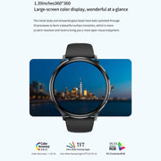 QS80 1.39 inch BT5.2 Smart Sport Watch, Support Bluetooth Call / Sleep / Blood Oxygen / Temperature / Heart Rate / Blood Pressure Health Monitor(Grey)