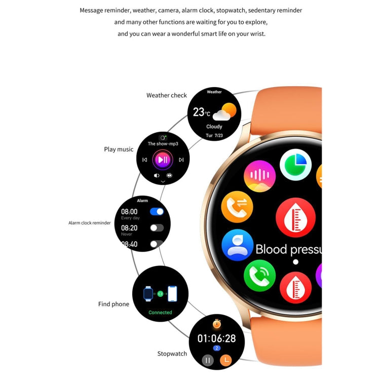 QS80 1.39 inch BT5.2 Smart Sport Watch, Support Bluetooth Call / Sleep / Blood Oxygen / Temperature / Heart Rate / Blood Pressure Health Monitor(Orange) - Smart Watches by PMC TechLife | Online Shopping South Africa | PMC TechLife