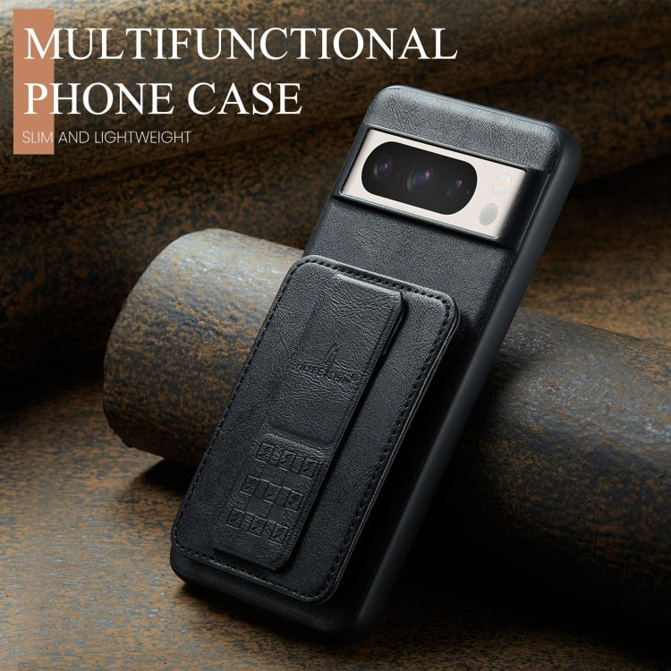 For Google Pixel 8a Fierre Shann Oil Wax Cow Leather Card Holder Back Phone Case(Black) - Google Cases by FIERRE SHANN | Online Shopping South Africa | PMC TechLife | Buy Now Pay Later Mobicred