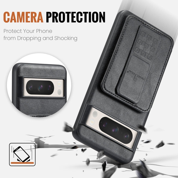 For Google Pixel 8a Fierre Shann Oil Wax Cow Leather Card Holder Back Phone Case(Black) - Google Cases by FIERRE SHANN | Online Shopping South Africa | PMC TechLife | Buy Now Pay Later Mobicred