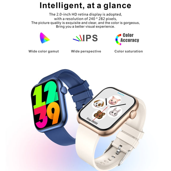 QX7 Pro 2.0 inch BT5.2 Smart Sport Watch, Support Bluetooth Call / Sleep / Blood Sugar / Blood Oxygen / Temperature / Heart Rate / Blood Pressure Health Monitor(Blue)