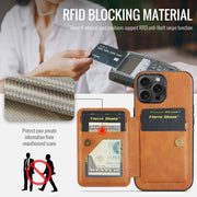For iPhone 15 Pro Max Fierre Shann Oil Wax Cow Leather Card Holder Back Phone Case(Brown)