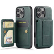 For iPhone 16 Pro Max Fierre Shann Oil Wax Cow Leather Card Holder Back Phone Case(Green) - iPhone 16 Pro Max Cases by FIERRE SHANN | Online Shopping South Africa | PMC TechLife | Buy Now Pay Later Mobicred