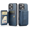 For iPhone 16 Pro Max Fierre Shann Oil Wax Cow Leather Card Holder Back Phone Case(Blue) - iPhone 16 Pro Max Cases by FIERRE SHANN | Online Shopping South Africa | PMC TechLife | Buy Now Pay Later Mobicred