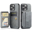 For iPhone 16 Pro Fierre Shann Oil Wax Cow Leather Card Holder Back Phone Case(Grey) - iPhone 16 Pro Cases by FIERRE SHANN | Online Shopping South Africa | PMC TechLife | Buy Now Pay Later Mobicred