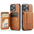 For iPhone 16 Pro Fierre Shann Oil Wax Cow Leather Card Holder Back Phone Case(Brown) - free shipping - PMC TechLife - Order now!