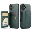 For iPhone 16 Fierre Shann Oil Wax Cow Leather Card Holder Back Phone Case(Green) - free shipping - PMC TechLife - Order now!