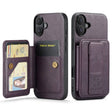 For iPhone 16 Fierre Shann Oil Wax Cow Leather Card Holder Back Phone Case(Purple) - free shipping - PMC TechLife - Order now!