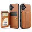 For iPhone 16 Fierre Shann Oil Wax Cow Leather Card Holder Back Phone Case(Brown) - iPhone 16 Cases by FIERRE SHANN | Online Shopping South Africa | PMC TechLife | Buy Now Pay Later Mobicred