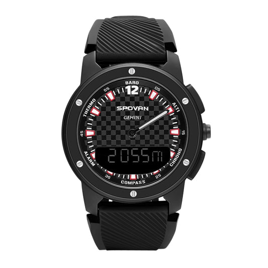 SPOVAN Gemini Outdoor Mountaineering Altitude Barometric Waterproof Sports Watch(Black) - free shipping - PMC Jewellery - Order now!