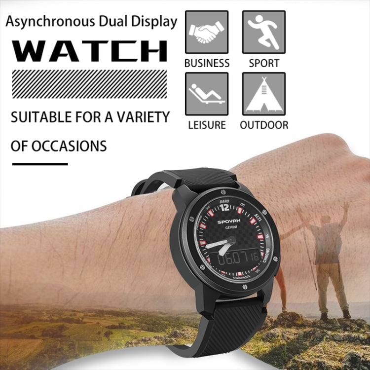 SPOVAN Gemini Outdoor Mountaineering Altitude Barometric Waterproof Sports Watch(Black) - free shipping - PMC Jewellery - Order now!