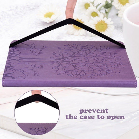 For Lenovo Tab M11 / Xiaoxin Pad 11 2024 Tree & Deer Embossed Leather Tablet Case(Purple)