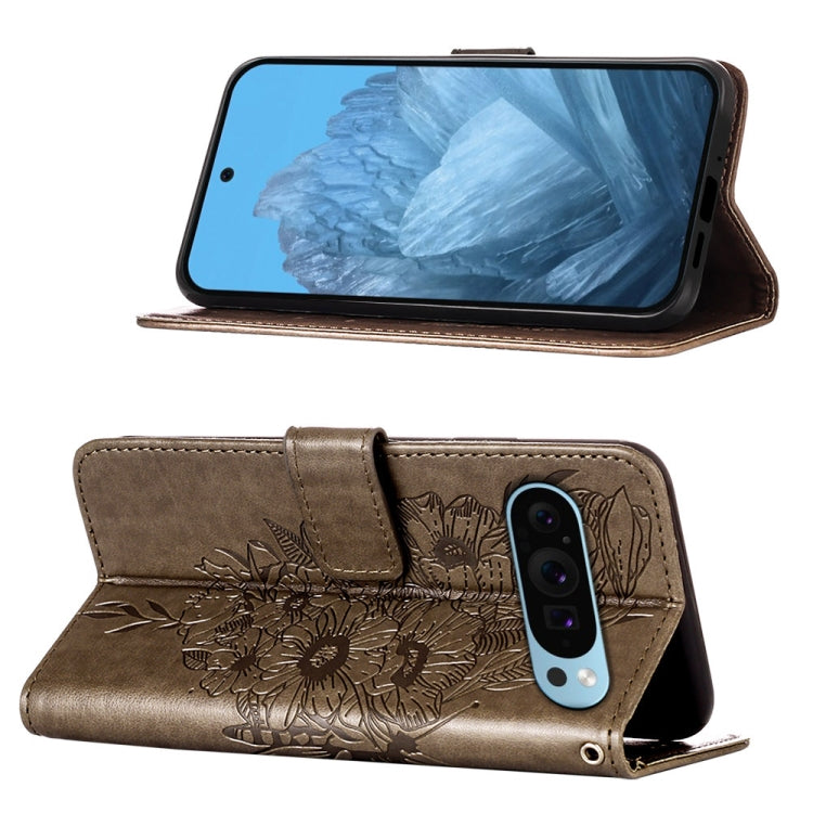 For Google Pixel 9 Embossed Butterfly Leather Phone Case(Grey) - Google Cases by PMC TechLife | Online Shopping South Africa | PMC TechLife | Buy Now Pay Later Mobicred