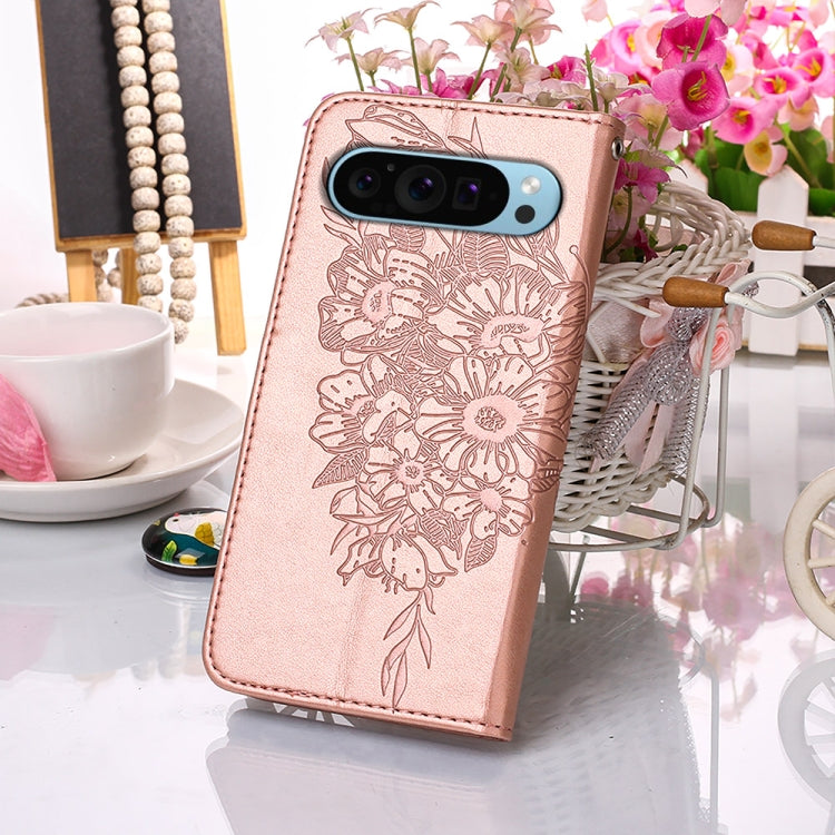 For Google Pixel 9 Embossed Butterfly Leather Phone Case(Rose Gold) - Google Cases by PMC TechLife | Online Shopping South Africa | PMC TechLife | Buy Now Pay Later Mobicred
