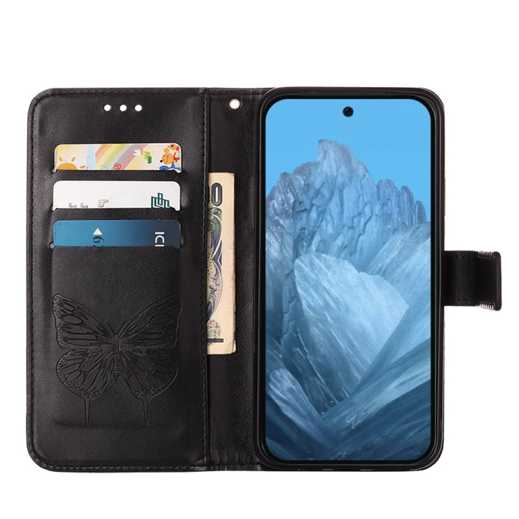 For Google Pixel 9 Embossed Butterfly Leather Phone Case(Black) - Google Cases by PMC TechLife | Online Shopping South Africa | PMC TechLife | Buy Now Pay Later Mobicred