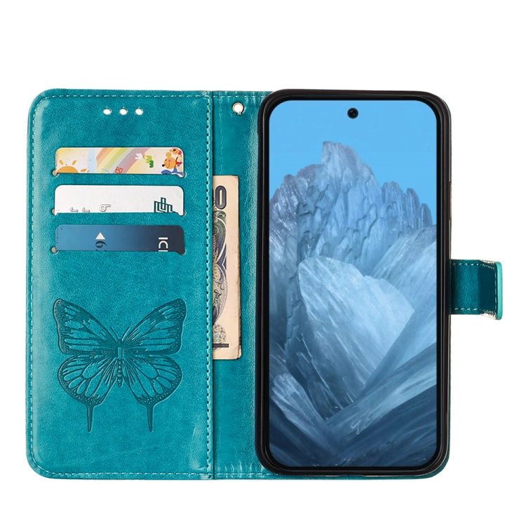 For Google Pixel 9 Embossed Butterfly Leather Phone Case(Blue) - Google Cases by PMC TechLife | Online Shopping South Africa | PMC TechLife | Buy Now Pay Later Mobicred