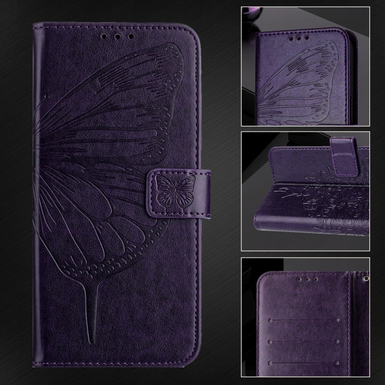 For Google Pixel 9 Pro XL Embossed Butterfly Leather Phone Case(Dark Purple) - Google Cases by PMC TechLife | Online Shopping South Africa | PMC TechLife | Buy Now Pay Later Mobicred