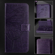 For Google Pixel 9 Pro XL Embossed Butterfly Leather Phone Case(Dark Purple)