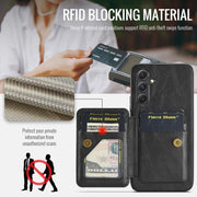 For Samsung Galaxy S24+ 5G Fierre Shann Oil Wax Cow Leather Card Holder Back Phone Case(Black)
