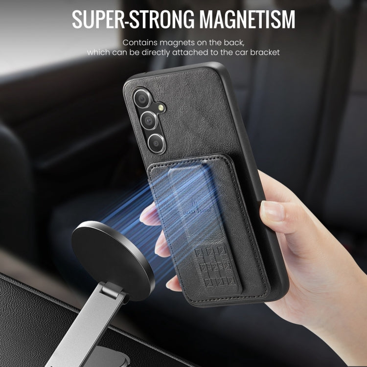 For Samsung Galaxy S24+ 5G Fierre Shann Oil Wax Cow Leather Card Holder Back Phone Case(Black)
