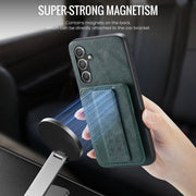 For Samsung Galaxy S24+ 5G Fierre Shann Oil Wax Cow Leather Card Holder Back Phone Case(Green)