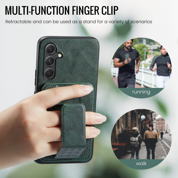 For Samsung Galaxy S24+ 5G Fierre Shann Oil Wax Cow Leather Card Holder Back Phone Case(Green)