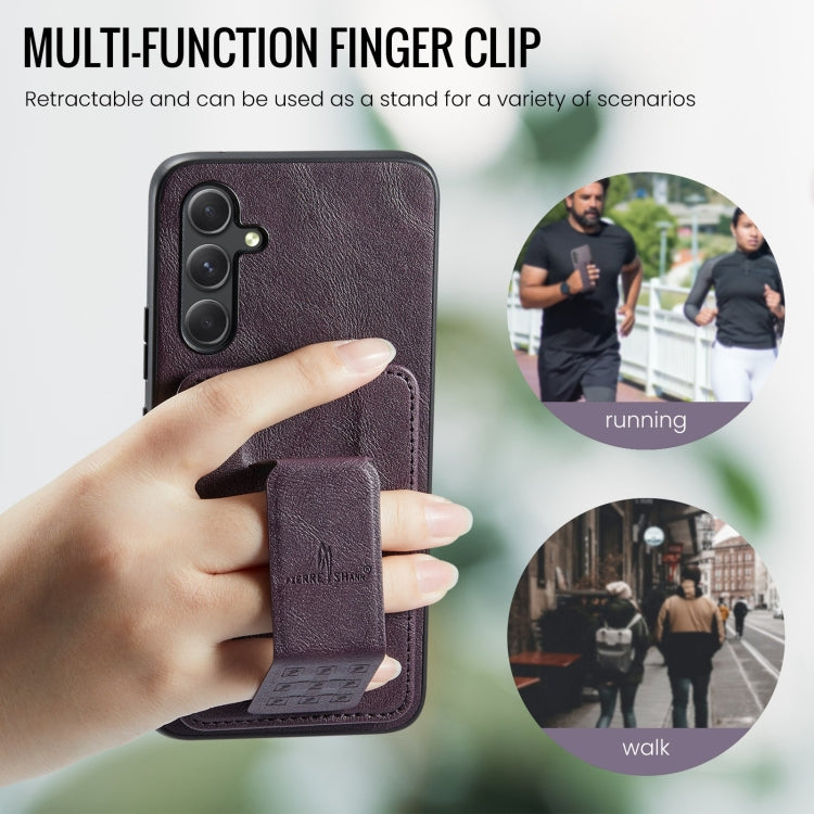 For Samsung Galaxy S24+ 5G Fierre Shann Oil Wax Cow Leather Card Holder Back Phone Case(Purple)