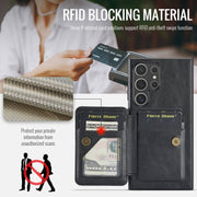For Samsung Galaxy S24 Ultra 5G Fierre Shann Oil Wax Cow Leather Card Holder Back Phone Case(Black)