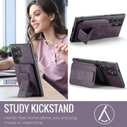 For Samsung Galaxy S24 Ultra 5G Fierre Shann Oil Wax Cow Leather Card Holder Back Phone Case(Purple)